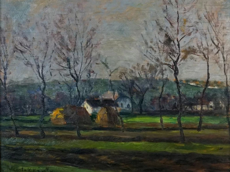 1873 - Károly Kernstok - Scena di fattoria con pagliai